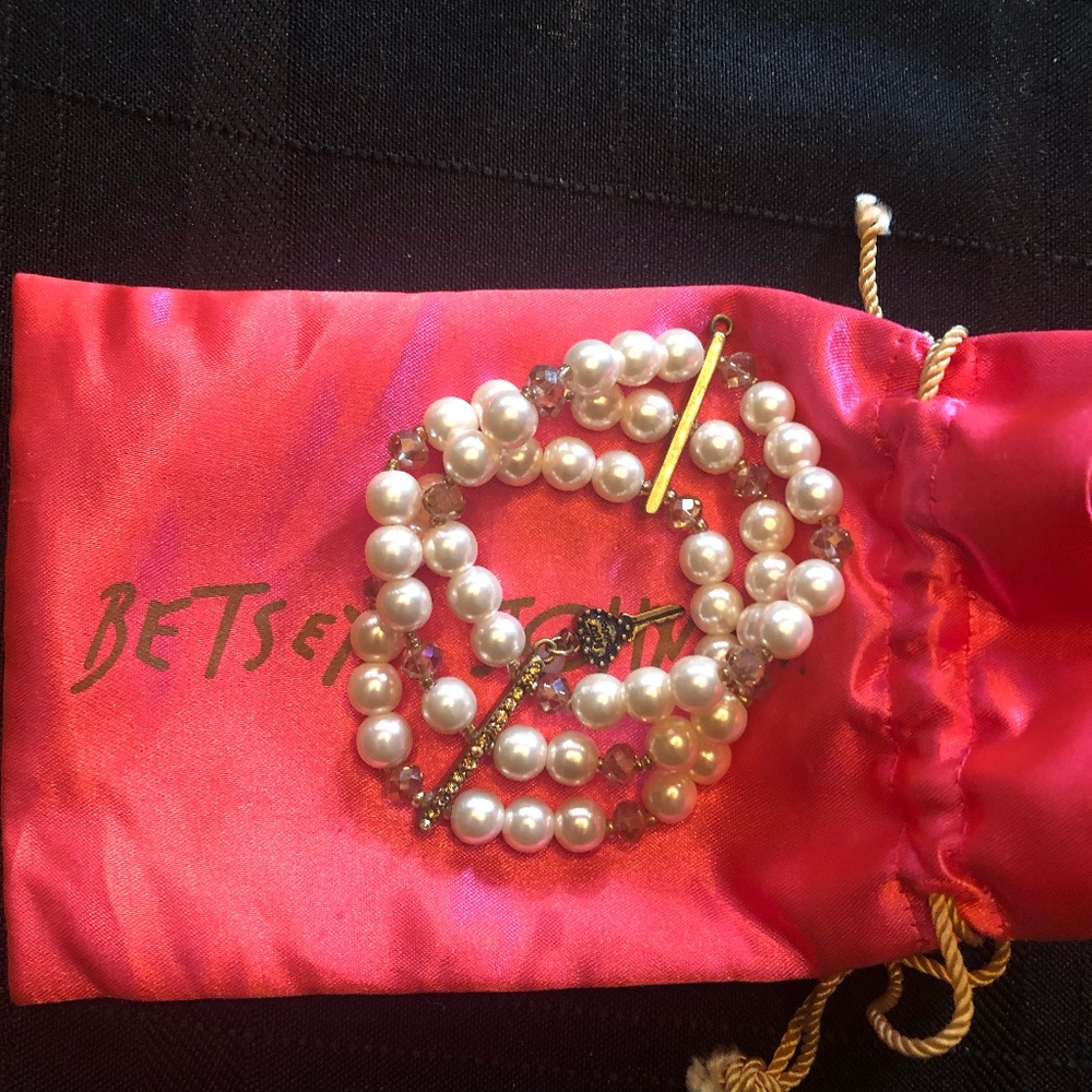 Betsey Johnson Pearl and Rhinestone Bracelet OS